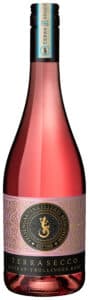Eine Flasche Terra Secco Muskattrollinger Rosé von der Felsengartenkellerei Besigheim